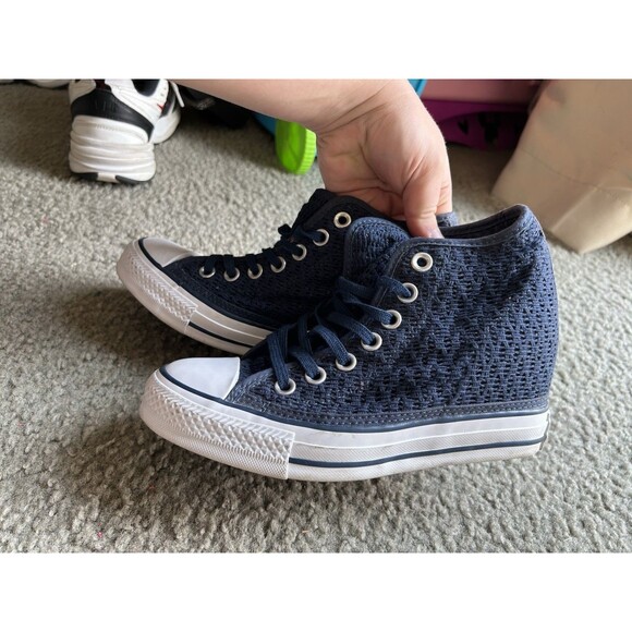Converse Chuck Taylor All*Star Lux Hidden Wedge Heel Mid Top Blue 6 552696C - Picture 2 of 8